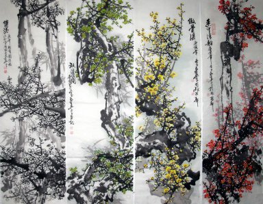 Цветения сливы - FourInone - китайской живописи