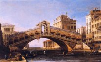 Capriccio av Rialtobron med lagunen utanför 1746