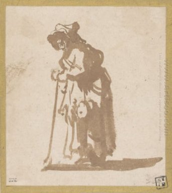 Beggar Woman apoyándose en un bastón 1630