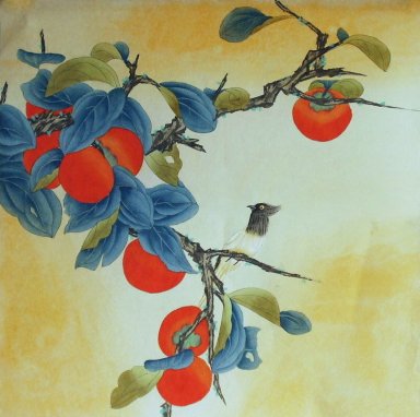 Фрукты и птица - китайской живописи