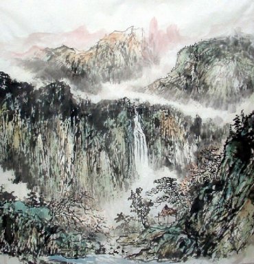 Деревня в горах - китайской живописи