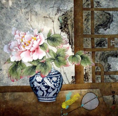 Pivoine-In Bottle - Peinture chinoise