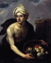 Um homem novo com uma cesta do fruto 1640