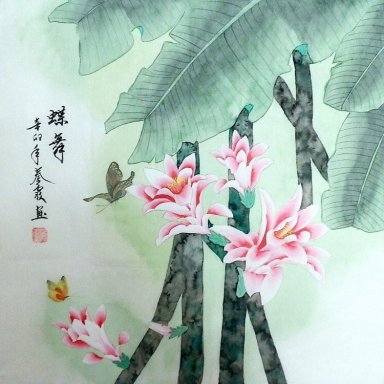Drgonfly & Flowers - Pintura Chinesa