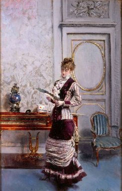 Een Dame Admiiring Fan 1878