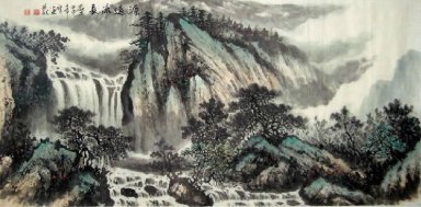 Waterfall - Lukisan Cina