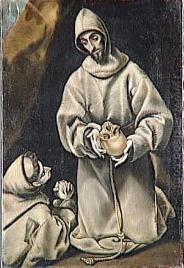 St Francis e irmão Leo Meditando sobre Morte 1600-1602