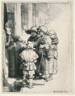 Mendigos en el umbral de una casa 1648