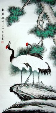 Crane - Pino - Pittura cinese