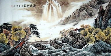 Bergen met waterval - Chinees schilderij