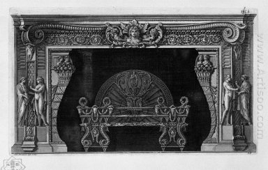 Fireplace In The Frieze Rython To Two Horse Heads Hips 4 Caryati