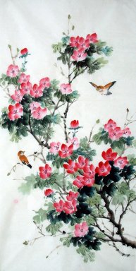 Peach Blossom & Birds - Pittura cinese