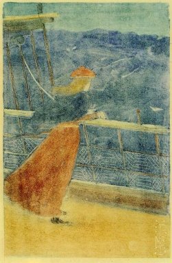 Frau auf Schiffsdeck mit Blick aufs Meer auch bekannt als Mädche