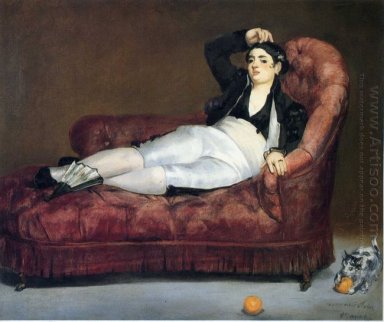 mujer joven reclinada en traje español 1863