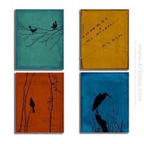 Hand-painted Abstract Oil Painting - Set of 4