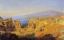 Ruinen av den grekiska teatern i Taormina, Sicilien
