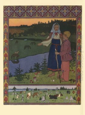 Ilustración para el cuento de hadas ruso Sister Alyonushka And B