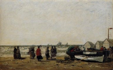 Frauen am Strand Raue Meere 1870