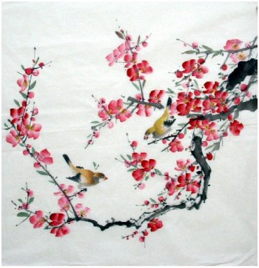 Pruim-Vogels - Chinees schilderij