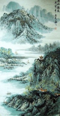 Paysage avec une rivière - peinture chinoise