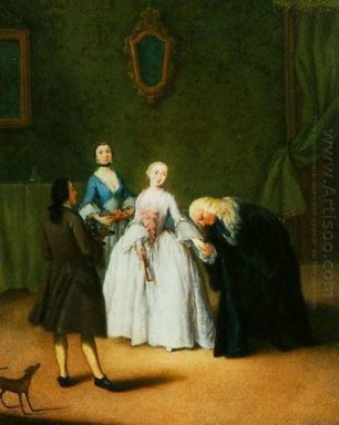 En adelsman Kissing Lady S Hand 1746