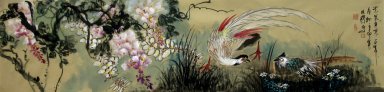 Faisan et fleurs - peinture chinoise