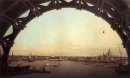 Londres vista através de um arco da ponte de Westminster 1747