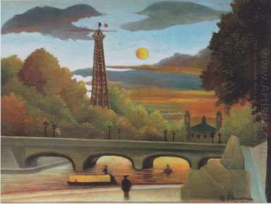 Seine und Eiffelturm im Sonnenuntergang 1910