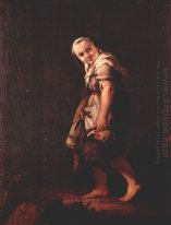 Uma menina com uma cesta de pastor