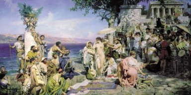 Frine sulla celebrazione del Poseidon\'\' s in Eleusi