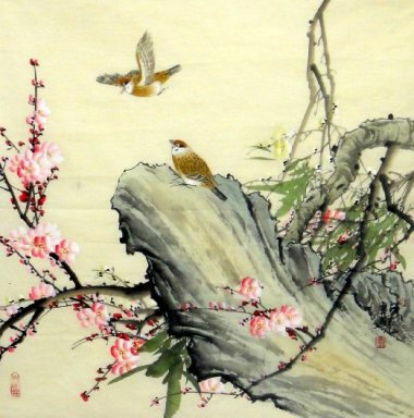 Fåglar-Blomma - kinesisk målning