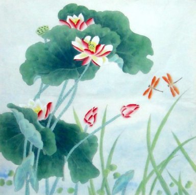 Dragonfly-Lotus - kinesisk målning