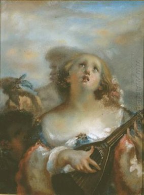 Gadis Muda Bermain Mandolin 1845