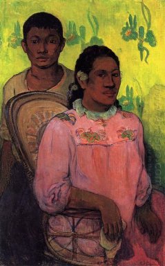 Tahitian женщина и мальчик 1899