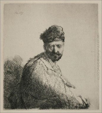 Un uomo con la barba corta e ricamato Mantello 1631