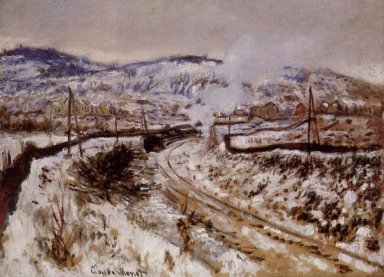 Kereta Dalam Snow Di Argenteuil 1875