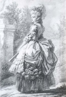 Marie Antoinette walking in a garden