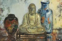 Bouddha avec deux vases