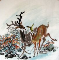 Deer - Peinture chinoise