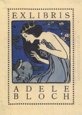 Exlibris Adele Bloch Bookplate With Princess And Frog