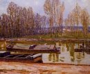 barges on the loing canal spring 1896
