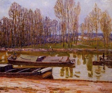 barcazas en el canal de la primavera loing 1896