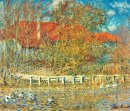 The Pond Dengan Ducks Di Musim Gugur