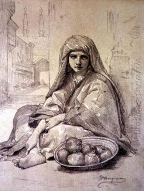 Algerijnse Meisje Verkoop granaatappels