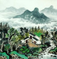 Sebuah Courtyard - Lukisan Cina