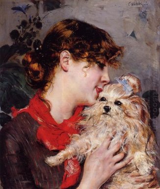 L\'actrice Réjane et son chien