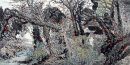 Дом, деревья - китайской живописи