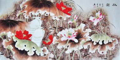 Crane & Lotus - Pittura cinese