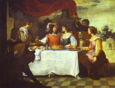 De verloren zoon smikkelen Met vrouwenfiguren die 1660