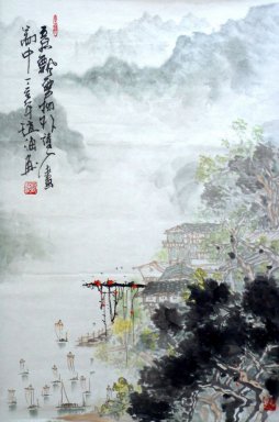 Montanhas e rio - pintura chinesa